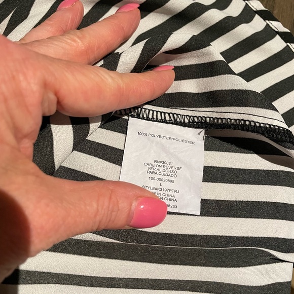 My Michelle black and white striped button down shirt - Picture 7 of 8